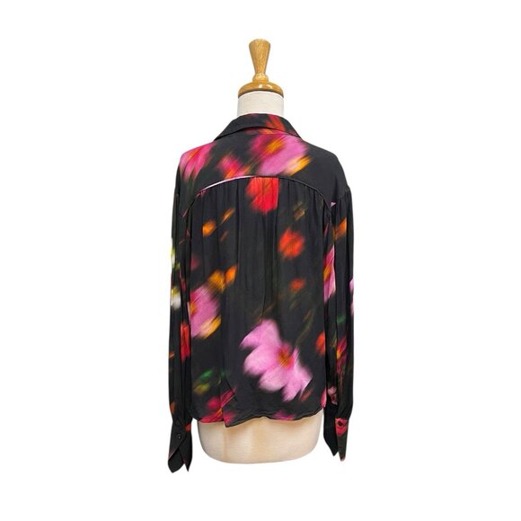 Rag & Bone Aubrey Button Down Shirt Size M Medium Black Multicolor - Picture 3 of 7